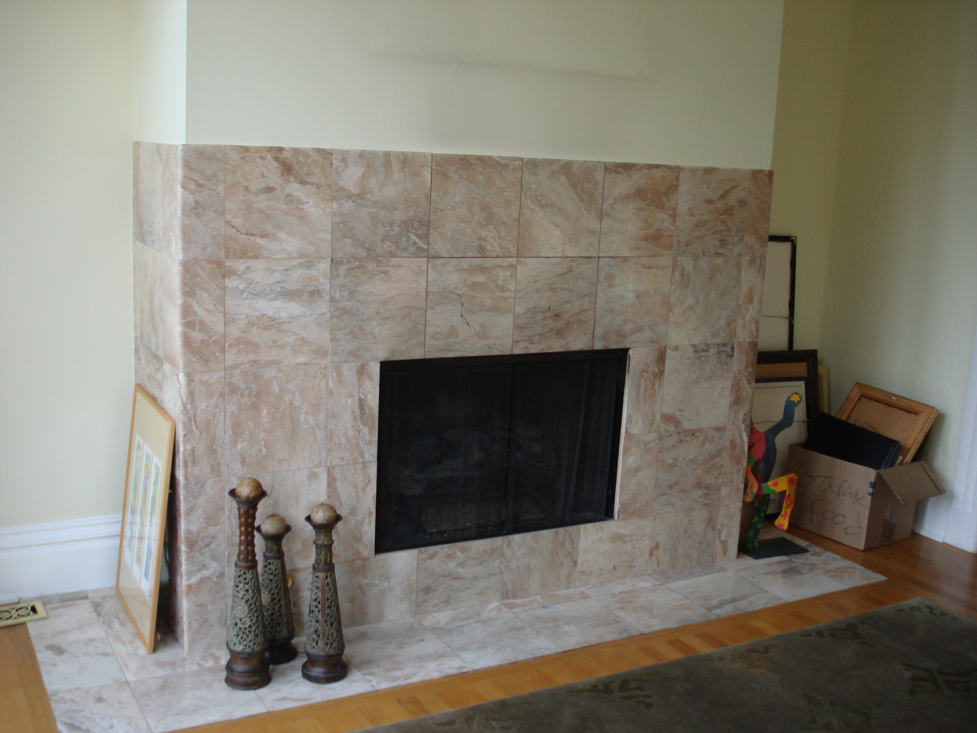 tiled gas fireplace insert