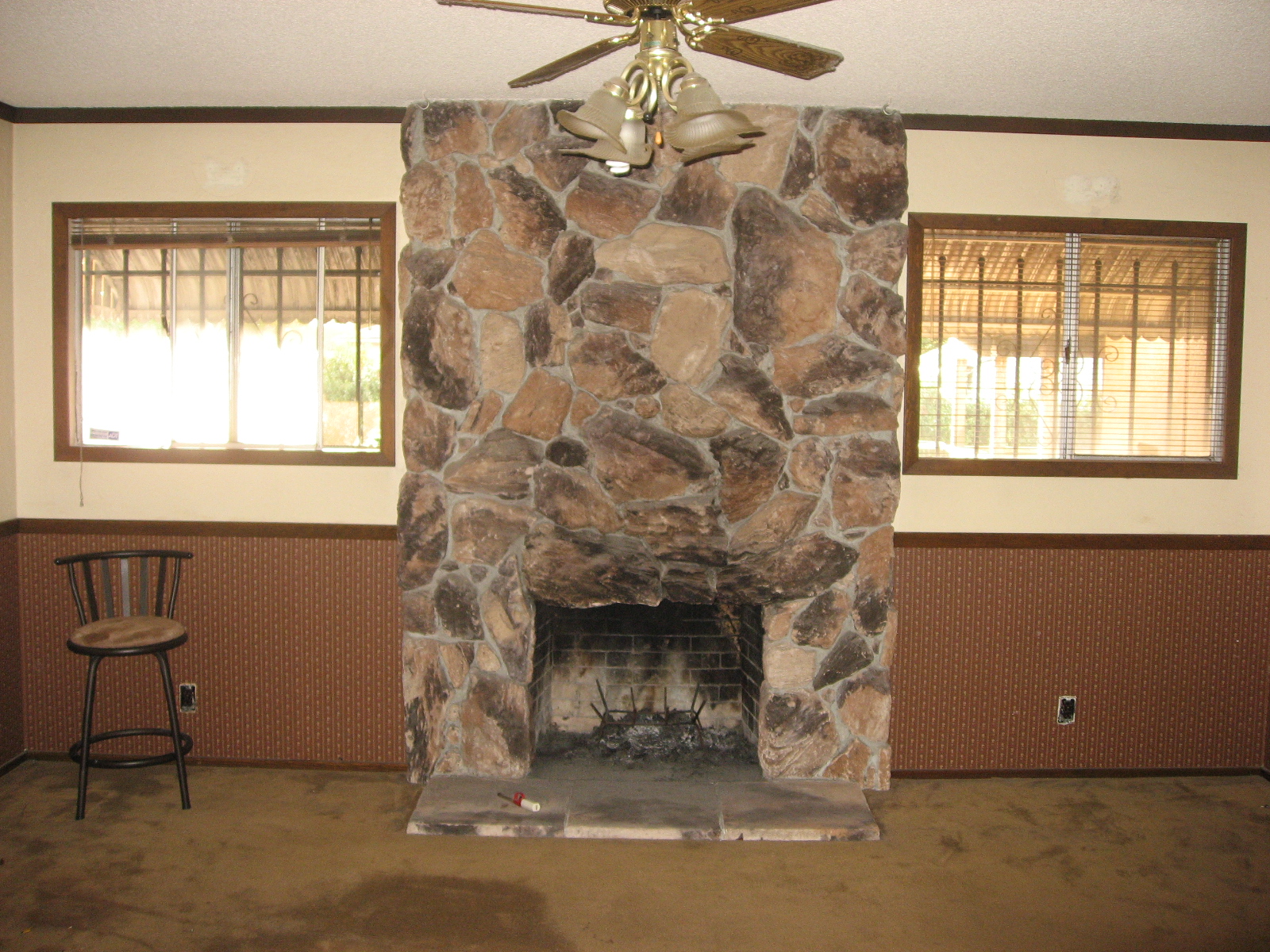 faux stone fireplace